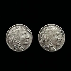 VINTAGE Imitation Buffalo Coin Button Covers - Set of 2